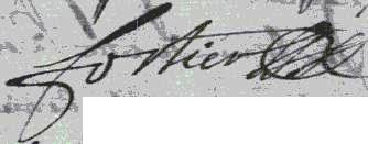 Signature of Antoine Fortier's son Joseph Fortier (#B), notary